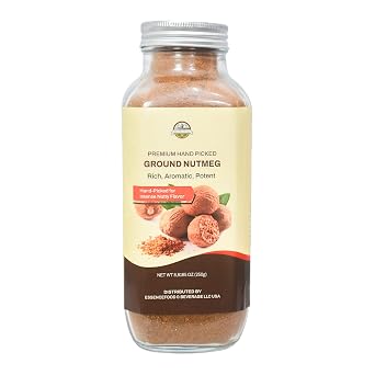 Premium Ground Nutmeg, Powder, 8.81 OZ, Indonesian Nutmeg, Best for Cooking and Baking.