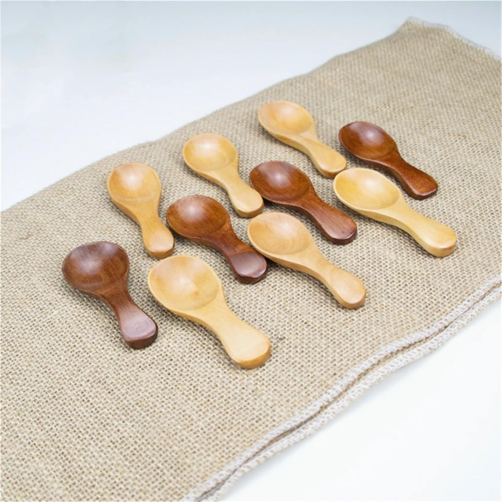 30 kleine Holzlöffel Mini-Teelöffel für Gewürzhonig | Umweltfreundliche Mini-Holzlöffel, perfekt für Gewürze, Honig und Gewürze. (A)