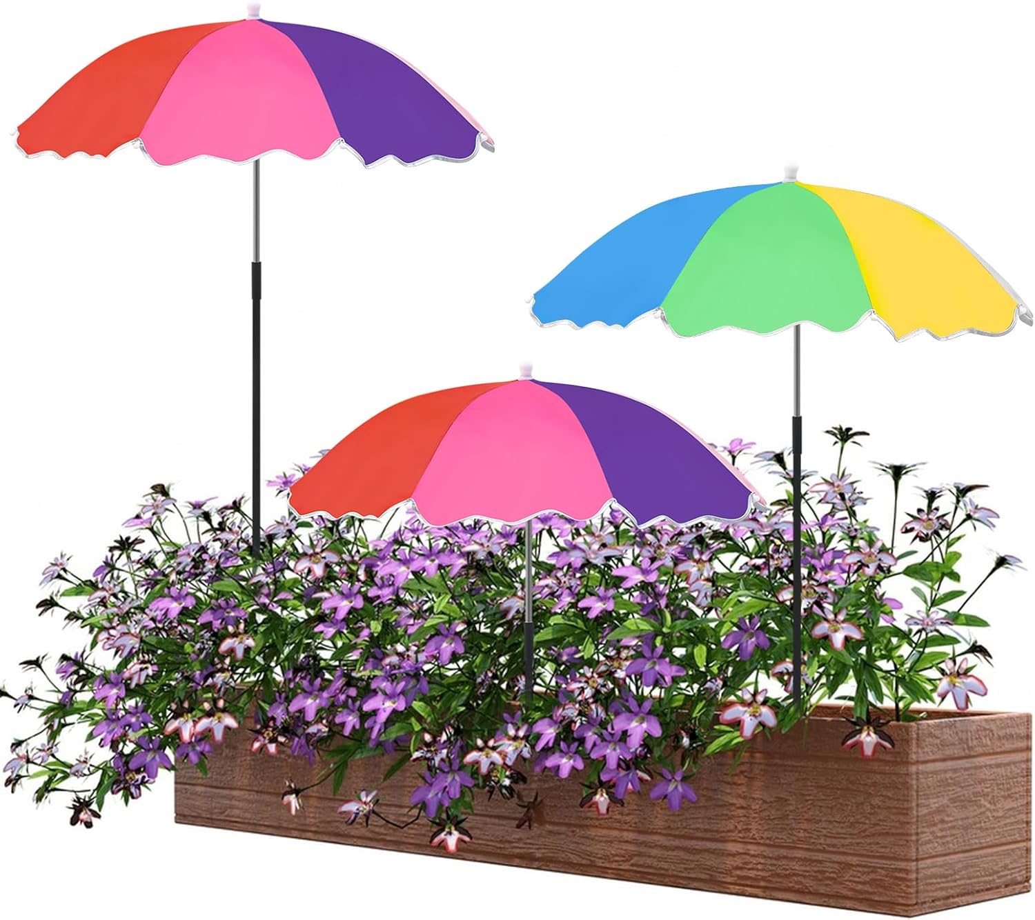 3Pack Upgraded Plant Umbrellas for Outdoor Plants, 23.6" Garden Plant Umbrella Shade with Adjustable Angle, 40.5" Higher Sun Shade for Plants, Potted Plant, Garden Beds（colorful）