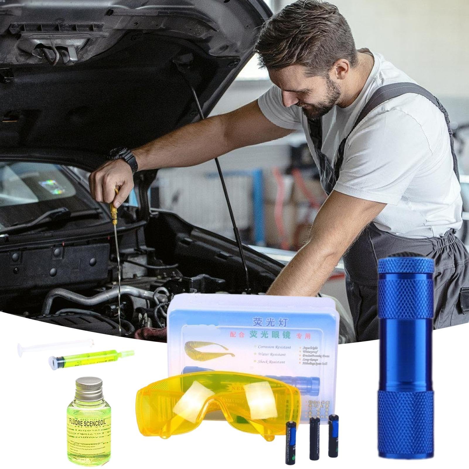 Kit De Détecteur De Fuite pour Climatisation Auto | Lampe Torche De Test De Fuite pour Climatiseur - Testeur De Fuite Polyvalent Et Efficace pour Voitures Et Appareils De Congélation