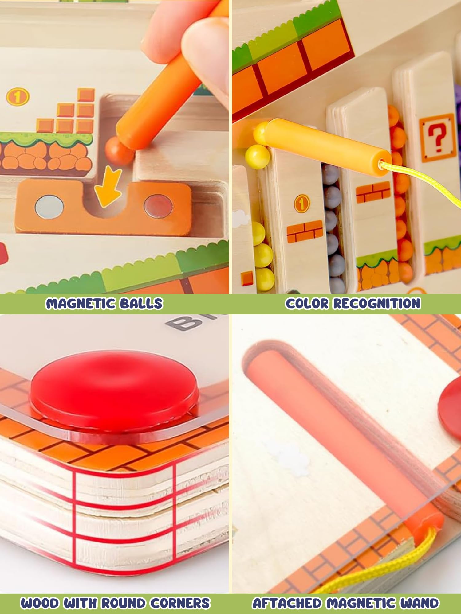 MAGIC SELECT Gioco Magnetico Labirinto, Giocattolo Montessori per Bambini, Magnetico di Colori e Numeri Labirinto, Labirinto Magnetico, Labirinto Magnetico Montessori Legno per Bambini da 3-12 Anni.