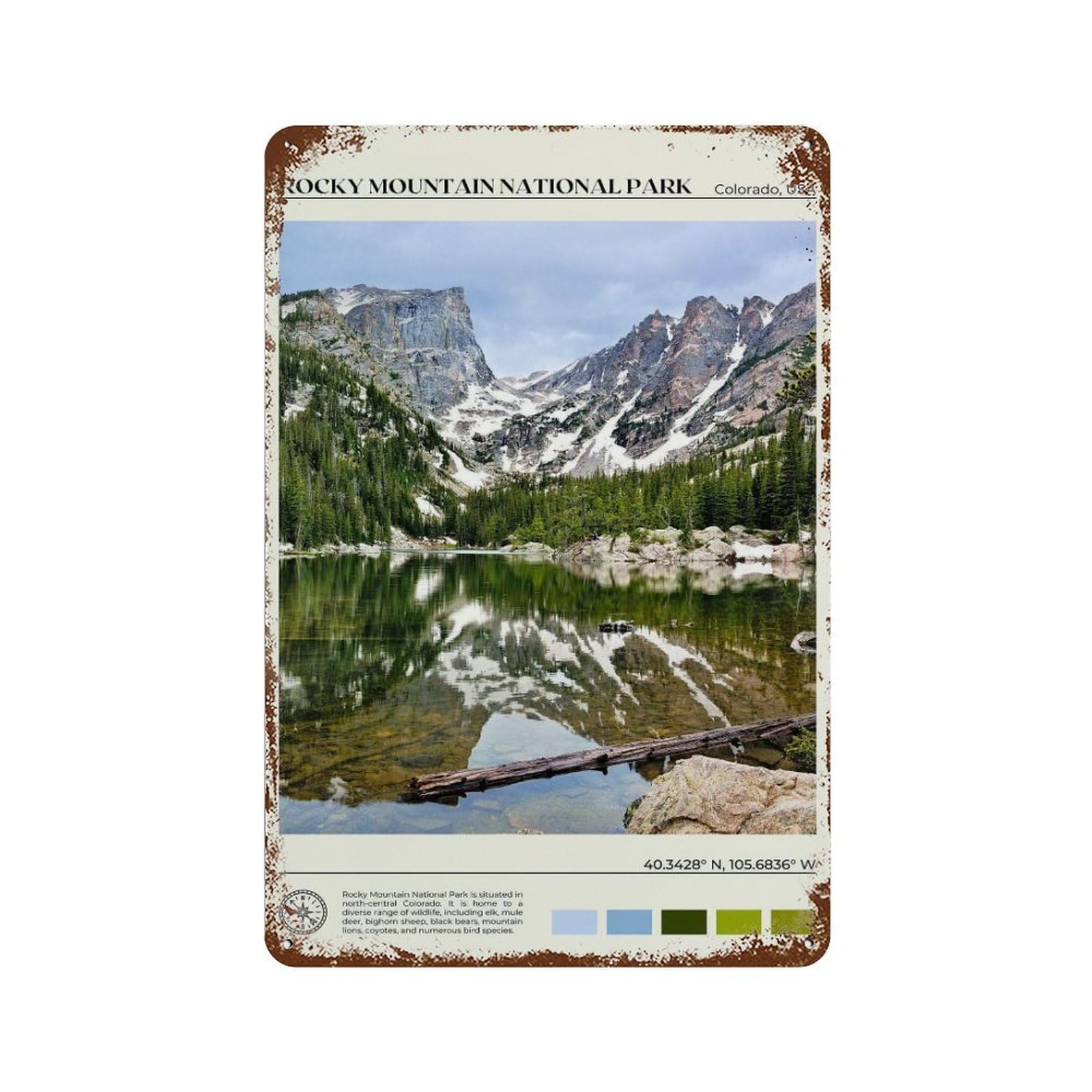 xiaoxiaoshen Real Photo Rocky Mountain National Park Colorado USA Wall Decor Art Metal Tin Poster Modern Home Decor Art Home Bar Shop Decorations Vintage Sign 30x20cm