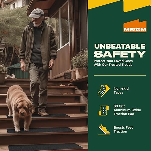 Miniatura 2 de MBIGM Paquete de 12 peldaños antideslizantes para escaleras al aire libre, tiras adhesivas antideslizantes de 8 x 30 pulgadas, tracción resistente