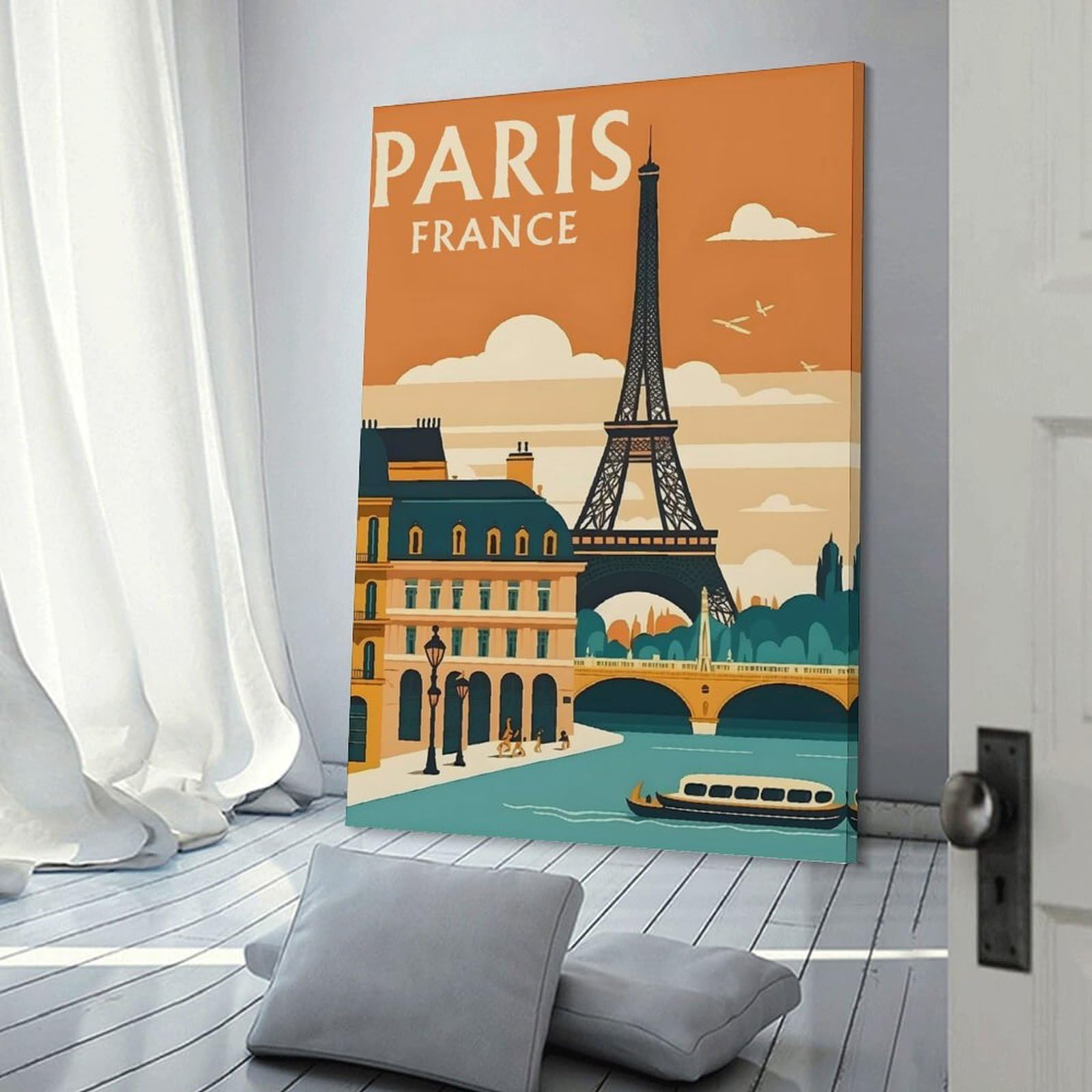 Junmoney Frame-Style-17-1 Paris France Travel (2) Wall Art Print, 16X24inch(40X60cm), For Office, Study Or Home Workspace, Decorative Artwork For Productive Spaces