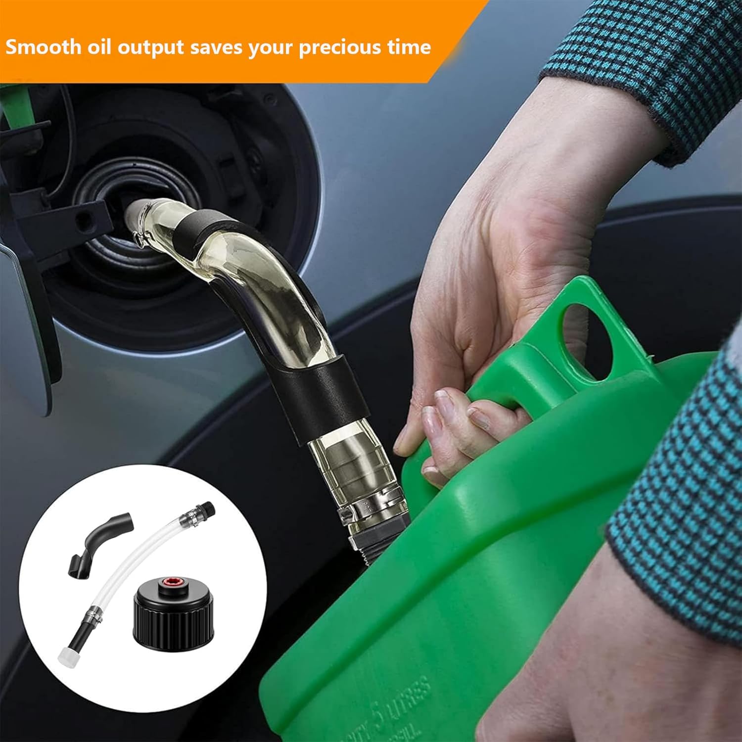 Gas Cans, Racing Fuel Jug Hose 3042 Replacement With Bender, Cap, Cleaning Cloth (Clear-3 Kit)