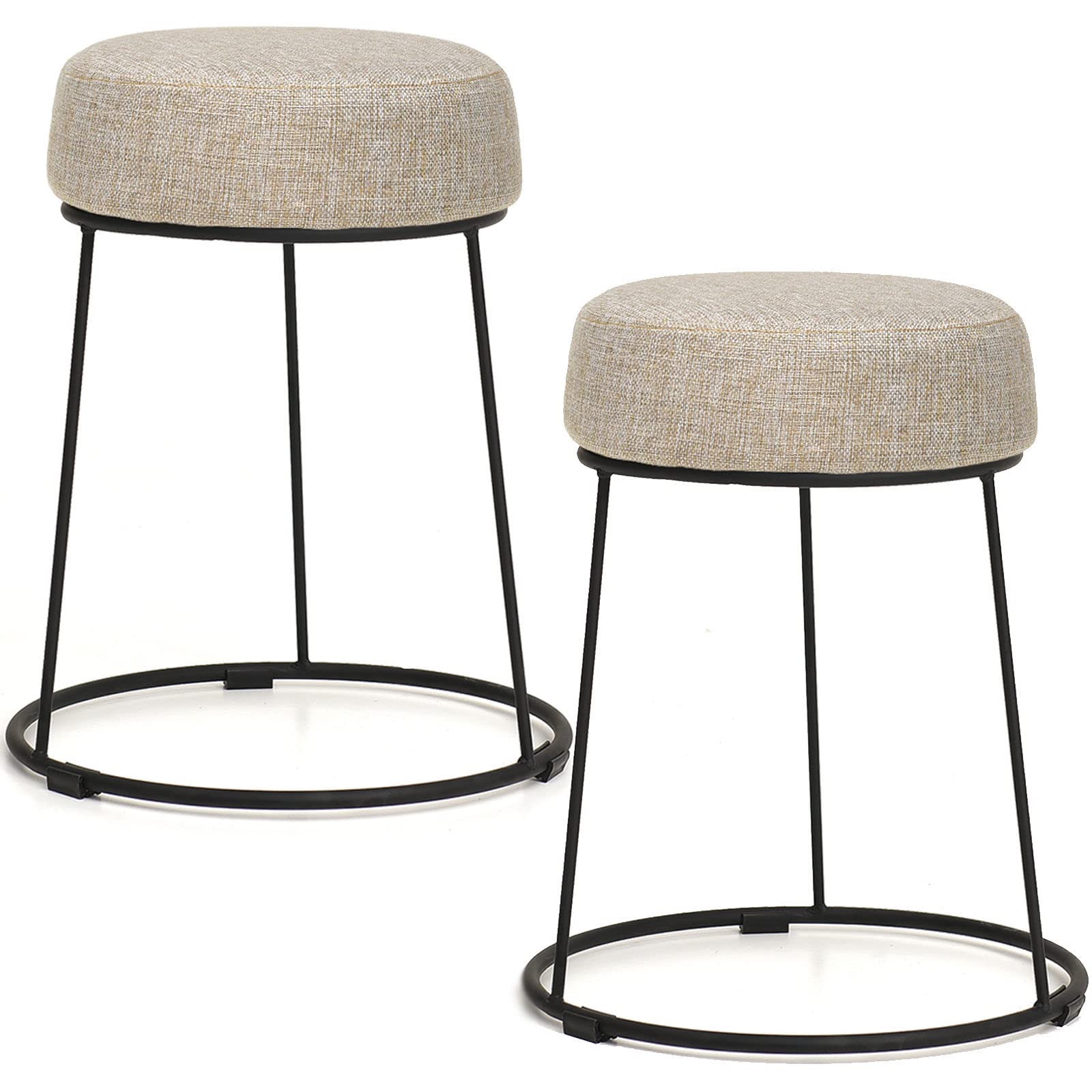 Repose-Pieds en Fer Forgé LUNEZY 2 Pièces Empilables et Rembourrées de 46 cm