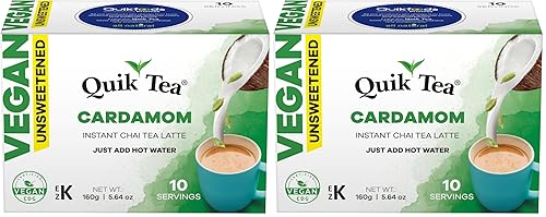 Miniatura 20 de QuikTea Instant Vegan Turmeric Ginger Chai Tea Latte – 10 unidades, brillo de cúrcuma terrosa con calor de jengibre picante, baja cafeína, sin