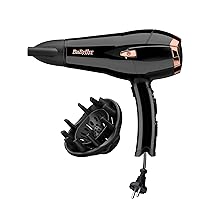 BaByliss Asciugacapelli con cavo retrattile, 2000W Phon Capelli Professionale, funzione ionica anti-crespo, 3 impostazioni di calore – 2 velocità, Nero, D373E
