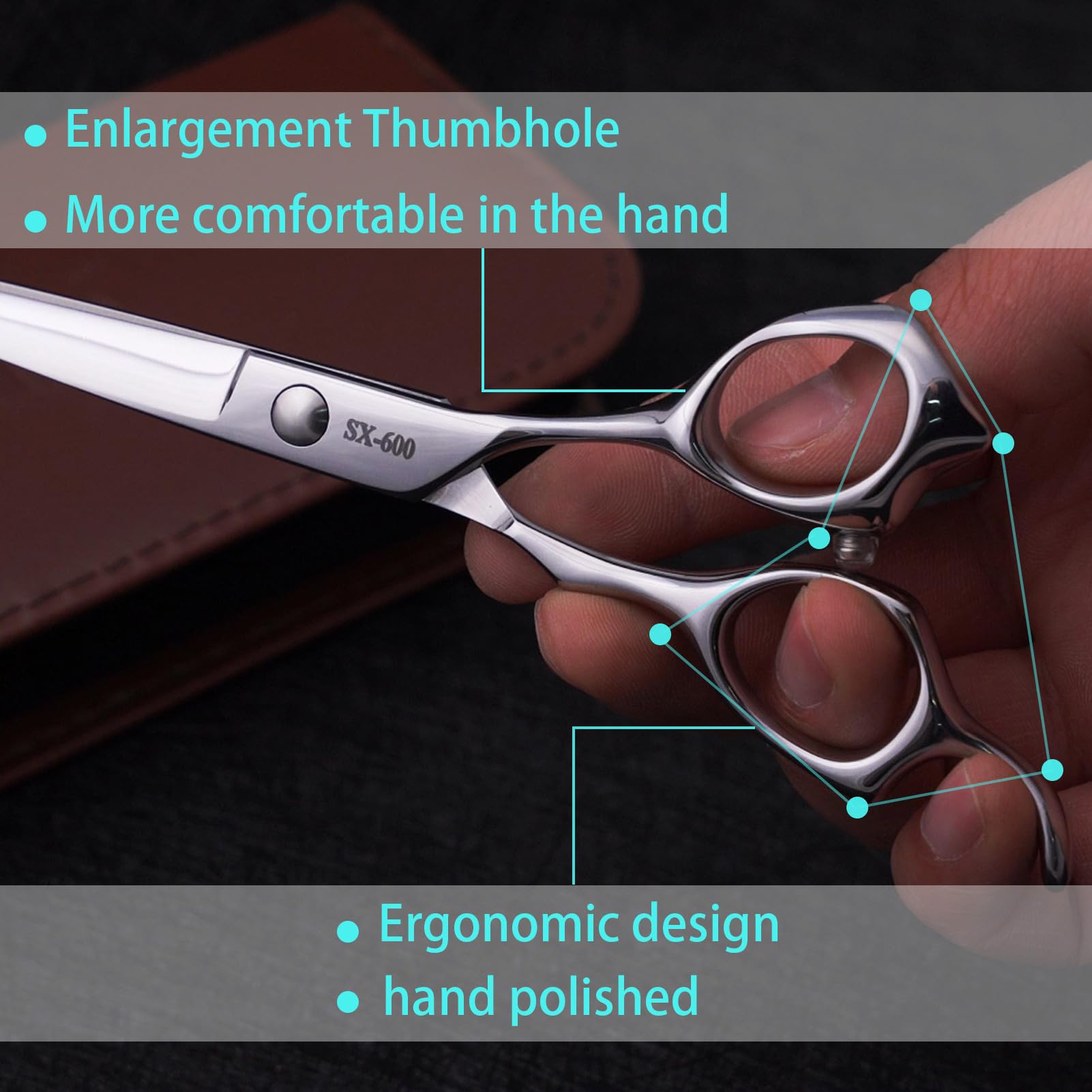 Professional Hair Cutting Scissors Barber Shears with Leather Case