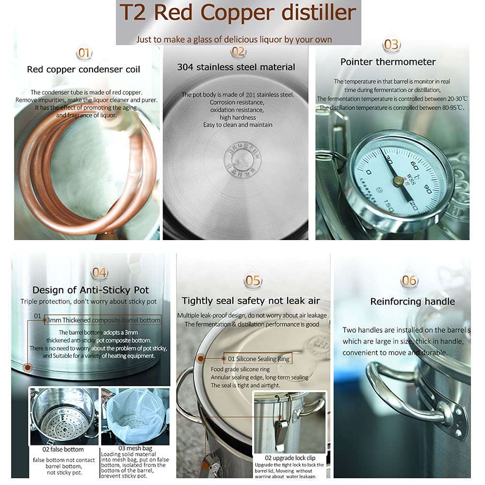 33L Moonshine Distiller Home Wine DIY Equipment Vodka Whiskey Brandy Alcohol Making Distillation Machine Fermentation barrel