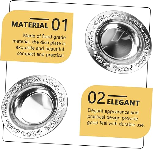 Miniatura 9 de HOMSFOU Plato de cangrejo de río de acero inoxidable Recipientes de alimentos de acero inoxidable para aperitivos, placa de ensalada de camping,