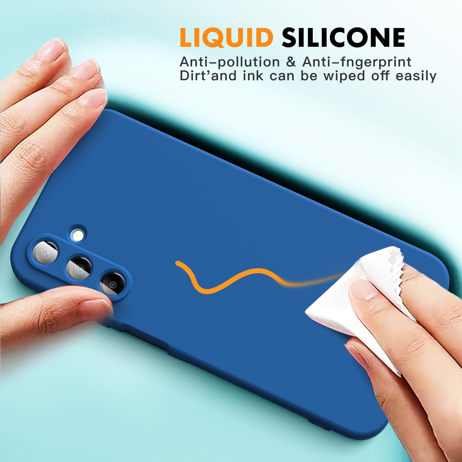 Vansdon Cover Compatibile con Samsung Galaxy A15 4G/5G, 2 Pellicola Protettiva in Vetro Temperato, Gomma Gel di Silicone Liquida Antiurto Custodia - Blu
