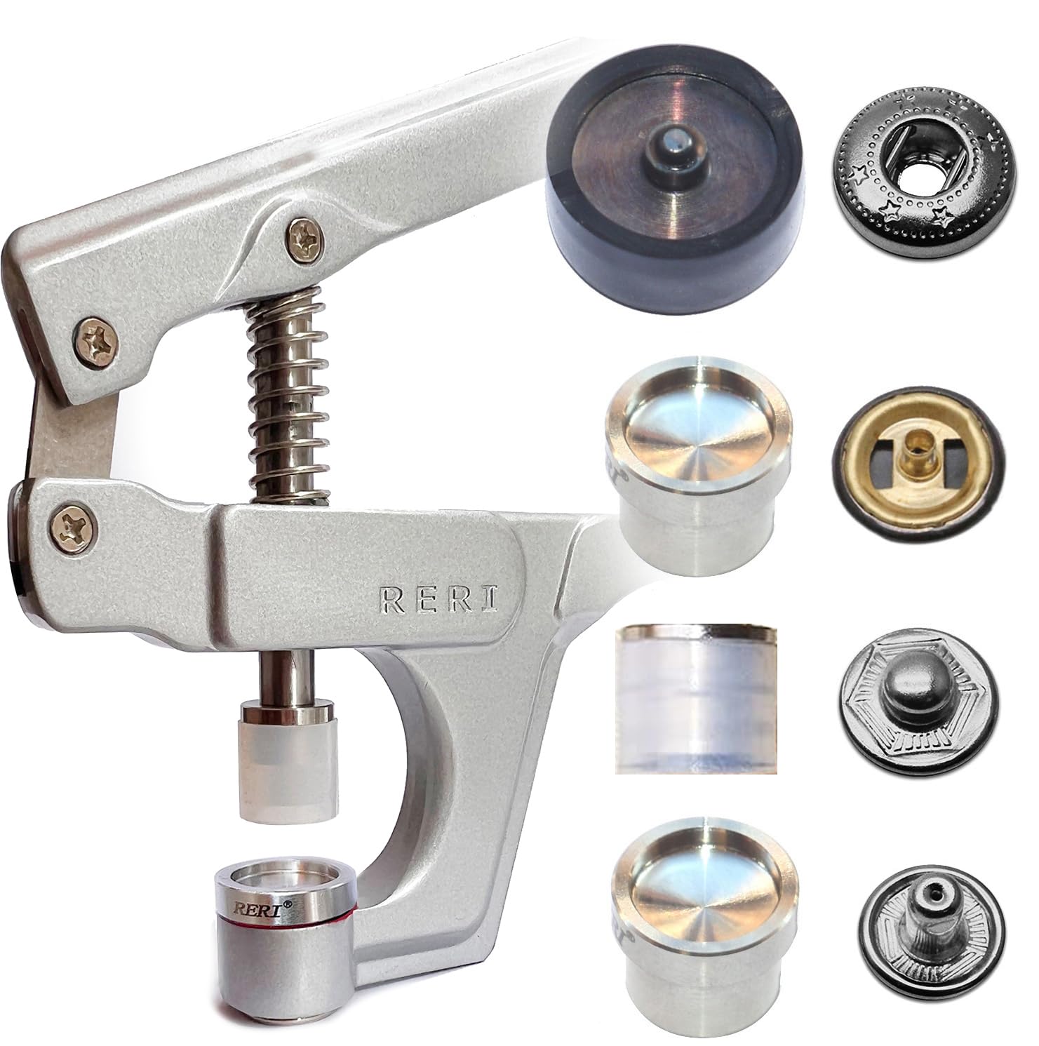 Bottoni automatici con pinze Φ15mm Nero 40 set Bottoni automatici per abbigliamento per portafogli per borse da giacca in pelle