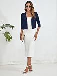 Heymoments Women's Shrugs Double Ruffled 3/4 Sleeve Summer Curve Open Front Crochet Cardigan for Dresses
