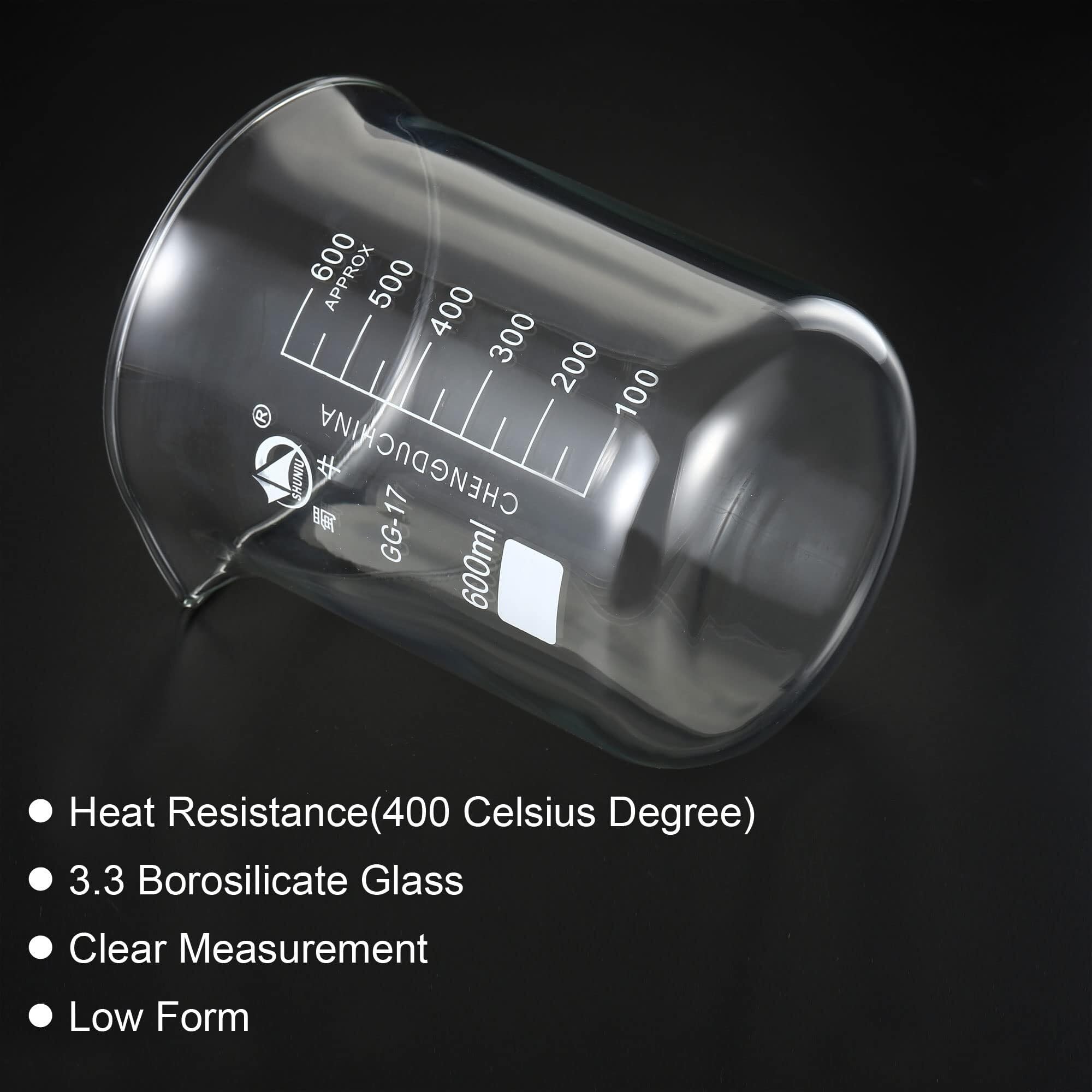Zlewka laboratoryjna, Zlewka ze szkła borokrzemowego 800 ml, niska forma, wylewka skalą, 2 opakowania ciepła