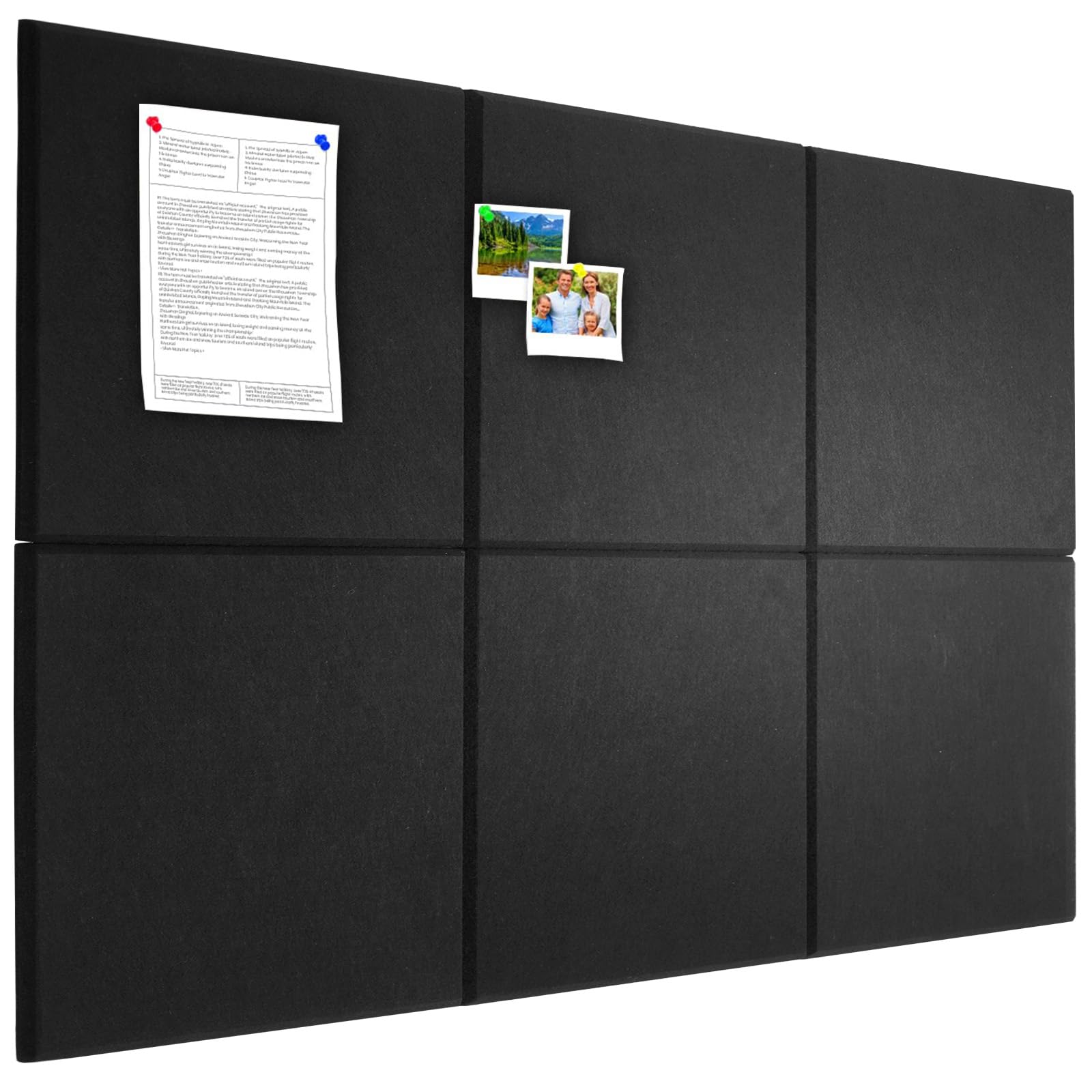 Large Cork Board Alternative 36" X 24" Bulletin Board - 6 Pack Removable Felt Wall Tiles with 15 pushpins, Large Cork Boards for Walls Cork Board for Office Pin Board Tack Board -  image 2