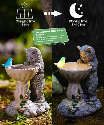 Miniatura 5 de Estatuas de gato para baño de pájaros esculturas al aire libre para jardín, césped, patio, balcón, porche, regalos únicos para madres y abuelas