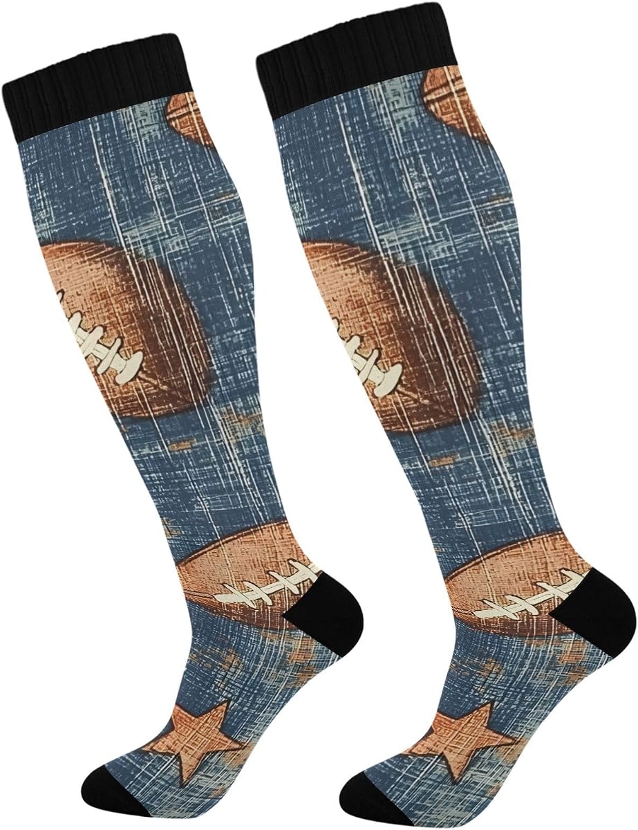Senya Calcetines para hombre Medias Retro Rugby Athletic Calcetines acolchados para correr para un ajuste seguro-1 paquete