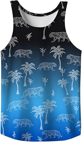 Men's 3D Graphic Tank Top, Summer Beach Sleeveless Novelty Tee, Breathable Rave 