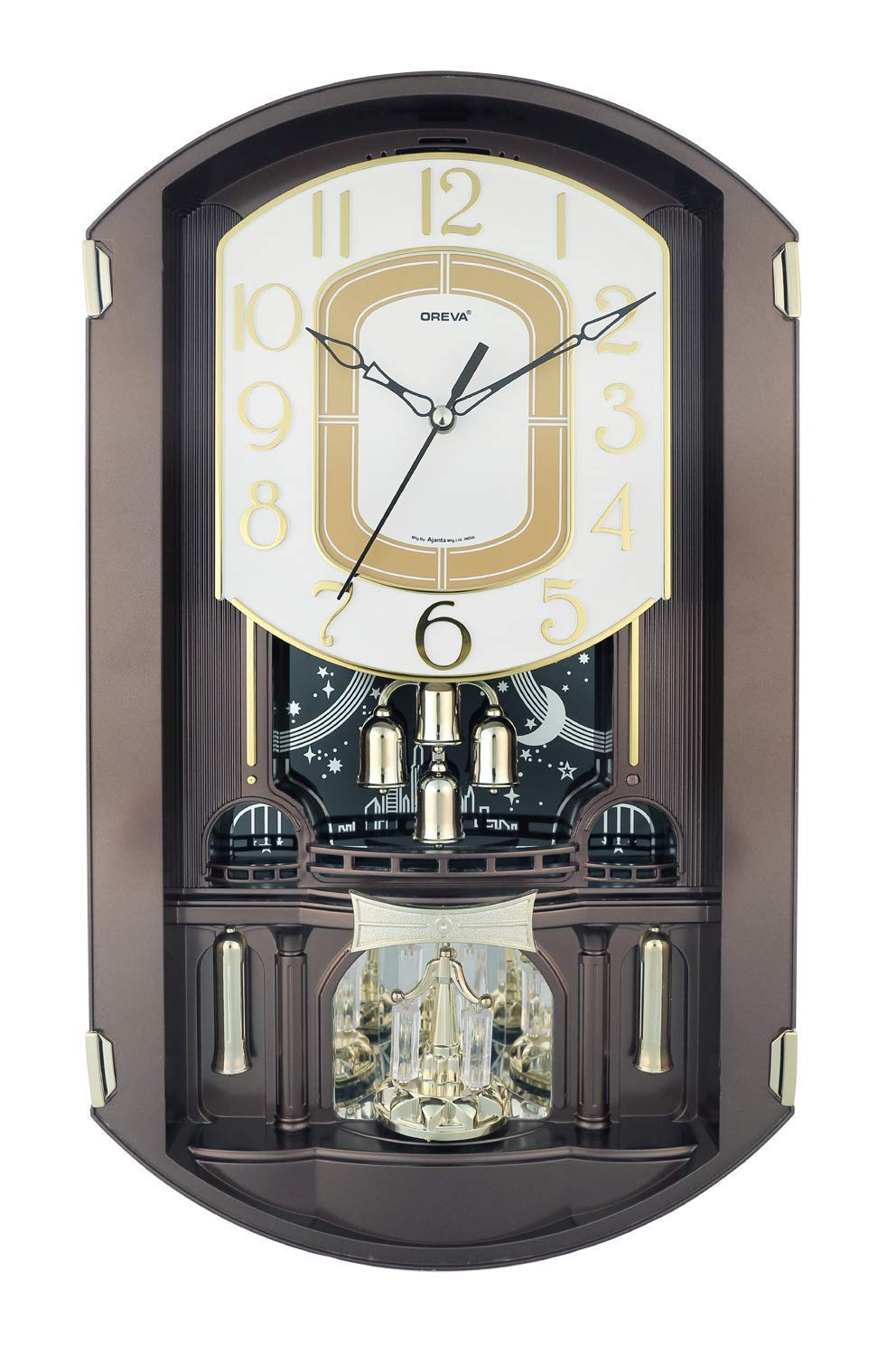 Oreva Plastic Rotating, Swinging and Musical Pendulum Wall Clock (29.5 cm x 8.8 cm x 50.0 cm, AQ-2137) (Cola)-image-12