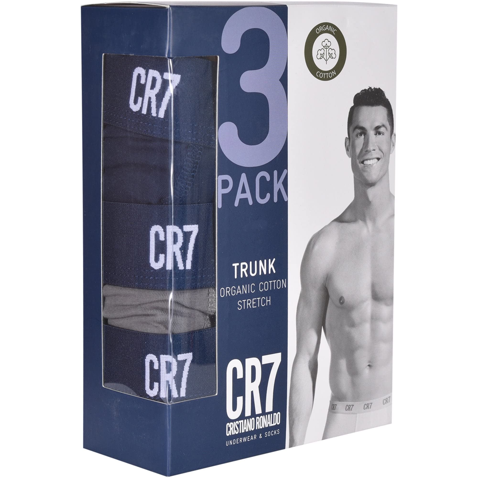 CR7 Men's Organic Cotton Trunk 3-Pack Jersey, Wielokolorowy, L Mężczyźni, Kolor: wielokolorow, L