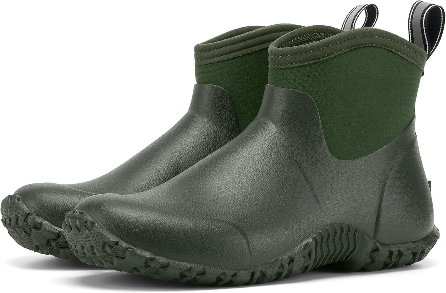 SMILIN Men's Waterproof Ankle Rain Boots, Slip-Resistant Rubber Garden Shoes, Rubber Neoprene Finish Mud Boots