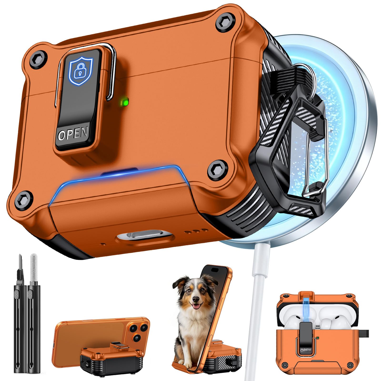 Inesore for AirPods Pro 3 Case with Secure Lock (Orange)