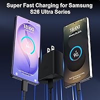 Vista 5 de Cargador USB C súper rápido de 45 W, cargador tipo C, bloque de carga rápida para teléfono Android con cable de carga tipo C de 3 pies para Samsung