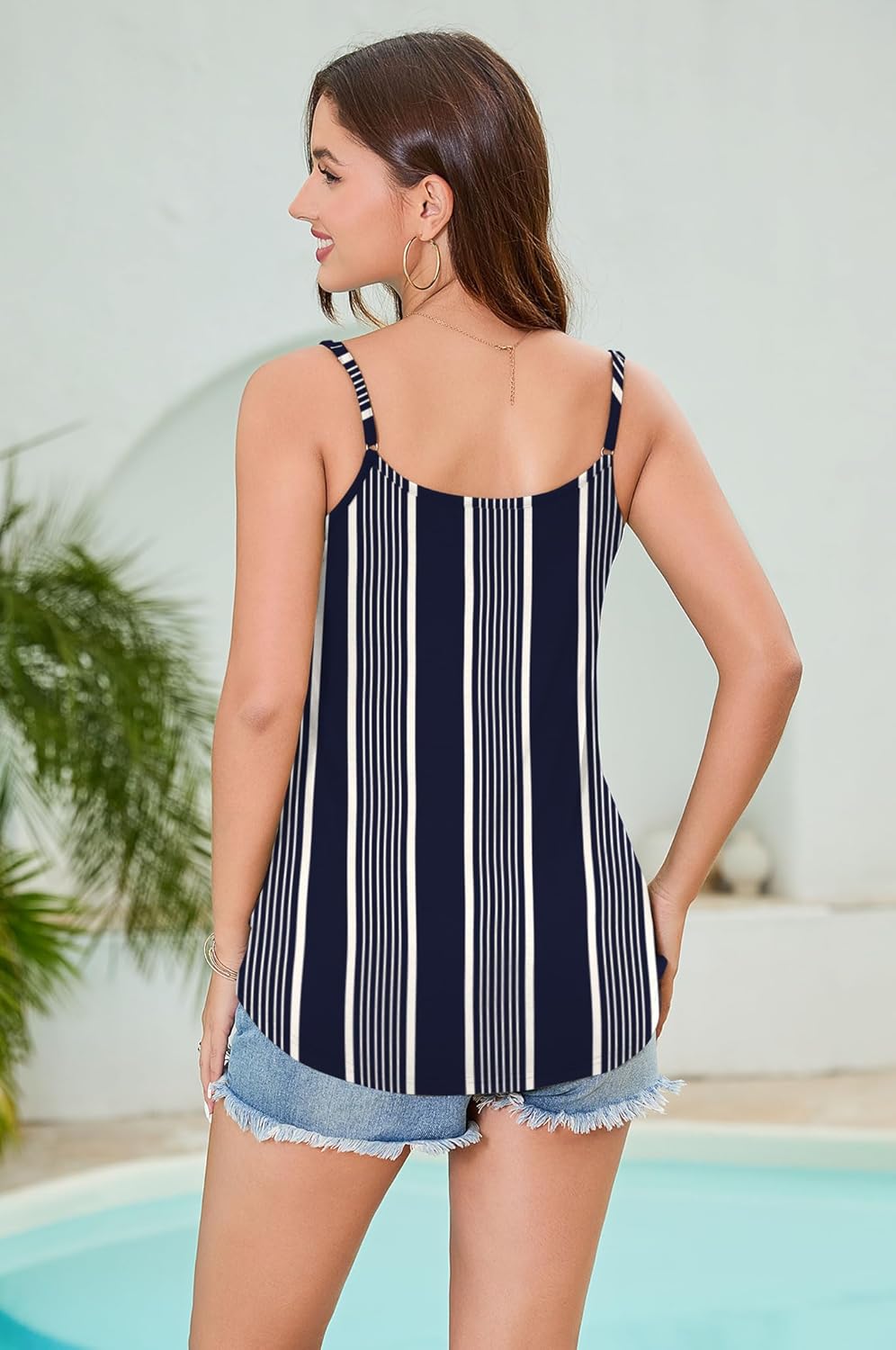 SAUKOLE Women's Adjustable Spaghetti Strap Shirts Blouses V Neck Floral Print Summer Sleeveless Casual Tank Tops - Image 5