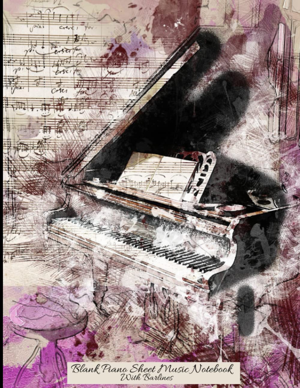 Blank Piano Sheet Music Notebook With Barlines: 8.5 x 11 Inches 122 Pages 5 Grand Staves with Treble Clef And Bass Clef Music Manuscript Paper Journal