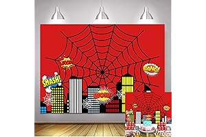 Superhero City Theme Red Spiderman Backdrop for Boys Kids Birthday