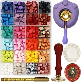 Frame Wax Stamp Kit, Electric Wax Seal Warmer Set with 624Pcs Sealing Waxbeads, 3D Embossed Frames Relief Carve Stamp Waxing, Gold Pen, Tweezer (Set04)