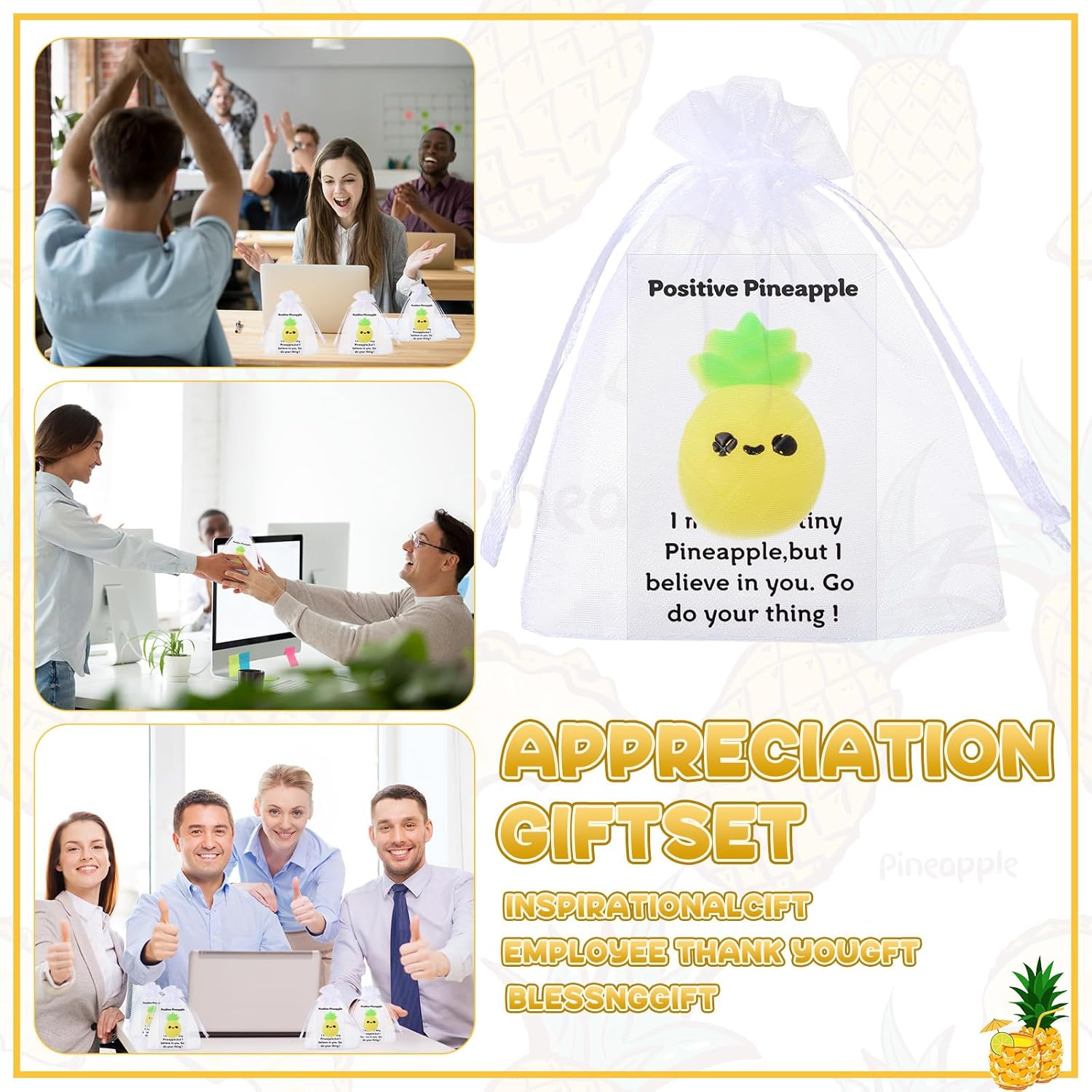 30 Sets Positive Fruit Stress Ball Bulk End of Year Employee Gifts Emotional Gifts for Coworker (Pineapple Style)