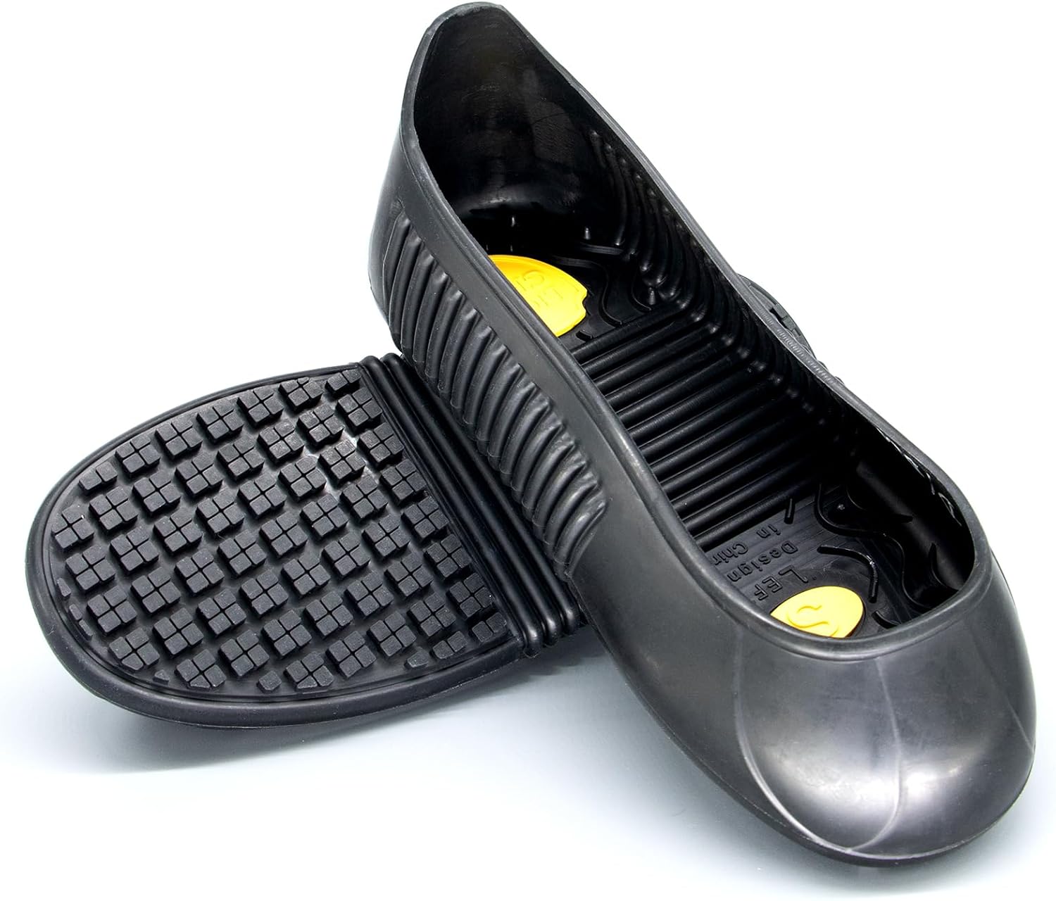Unisex Non Slip Overshoes Non-Skid Shoes Easy Grip Waterproof Rubber Work Shoe Covers, Yellow, S (Size 3.5-6.5)