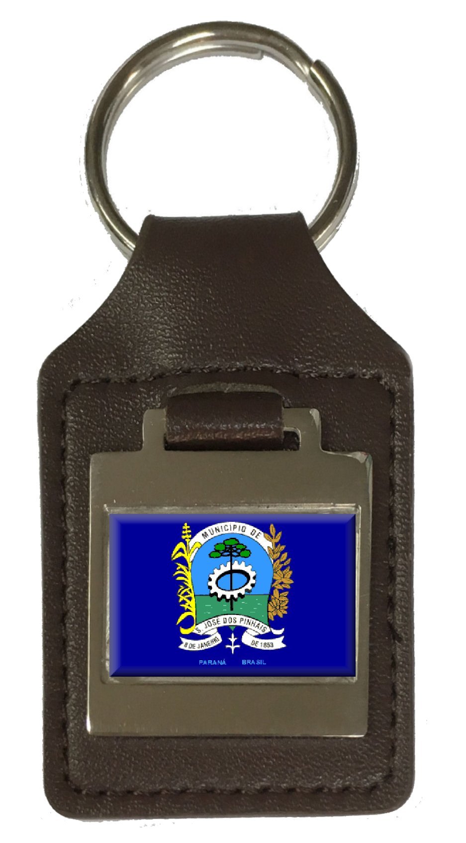 Schlüsselanhänger aus Leder mit Gravur Sao Jose Dos Pinhais City Südregion Flagge