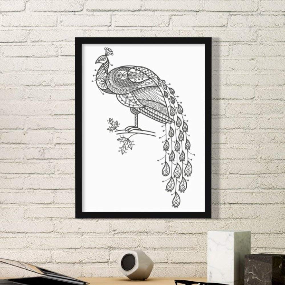 Cadre d'art paon coloré oiseau petit modèle noir idéal cadeau d'anniversaire et crémaillère