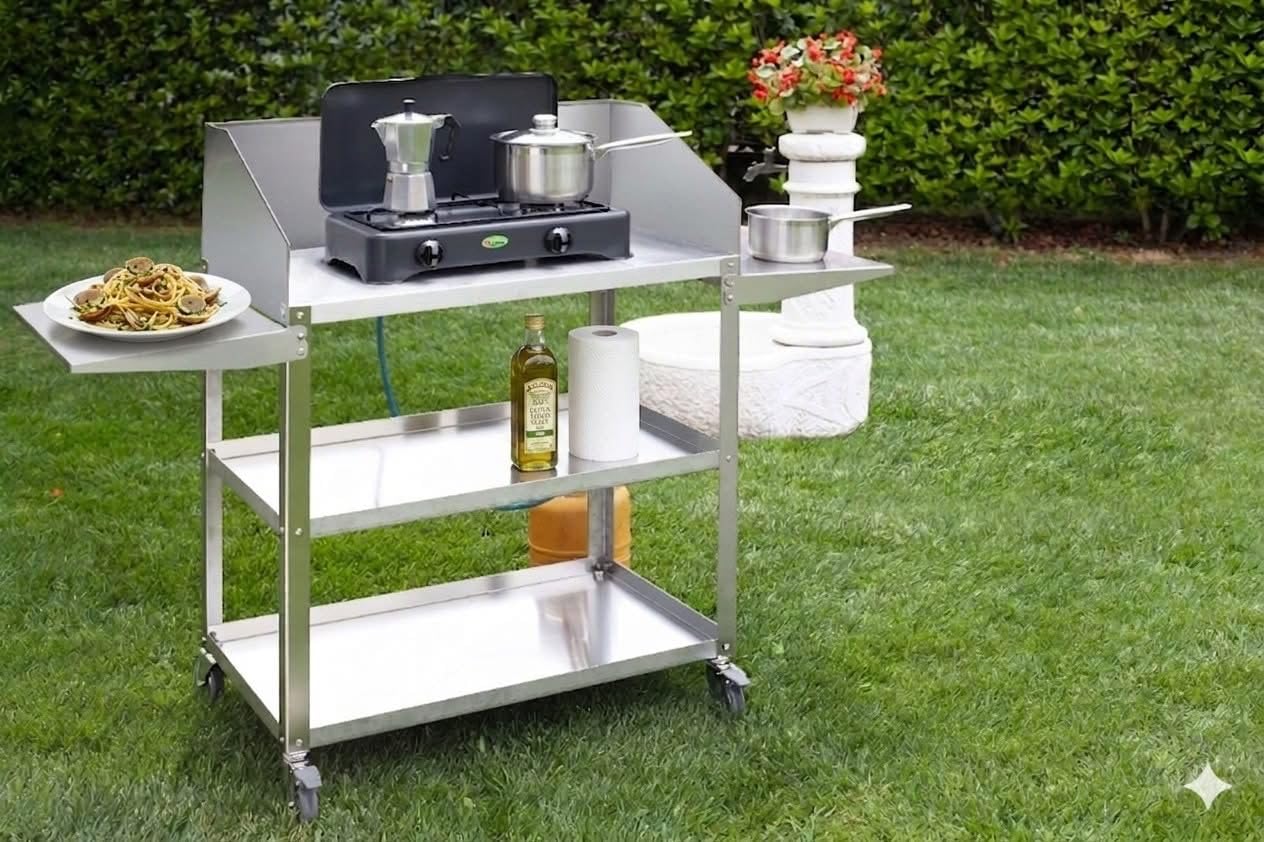 CFParker Fornello 2 Fuochi a Gas GPL Grigio Grafite per Uso Esterno Casa o Campeggio - 5326GSPGP