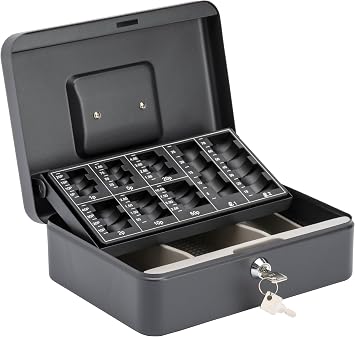 Burg-Wachter CB03GBBK 10" Money 5030 Cash Box with Coin Tray, Black