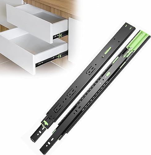 Rieles deslizantes de cajones de extensión completa de 16 pulgadas, capacidad de carga de 100 libras, rodamiento de bolas de montaje lateral,