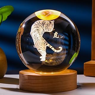 十二支 置物 龍クリスタル 風水 立体 昇運 開運 金運祈願 財運 水晶玉 祈願 玄関 運気アップ ドラゴン縁起物 干支 彫刻 風水グッズ 厄除け お守り 辰年 卓上 装飾 プレゼント 贈り物 (虎) [並行輸入品]