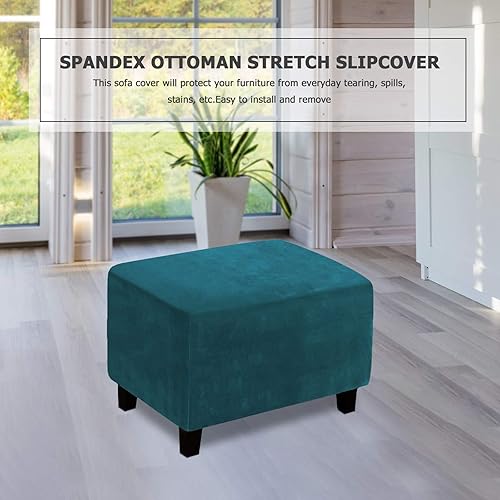 Vista 25 de MIFXIN Funda otomana plegable de terciopelo elástico, protector de muebles, funda protectora de elastano suave para reposapiés otomano, funda