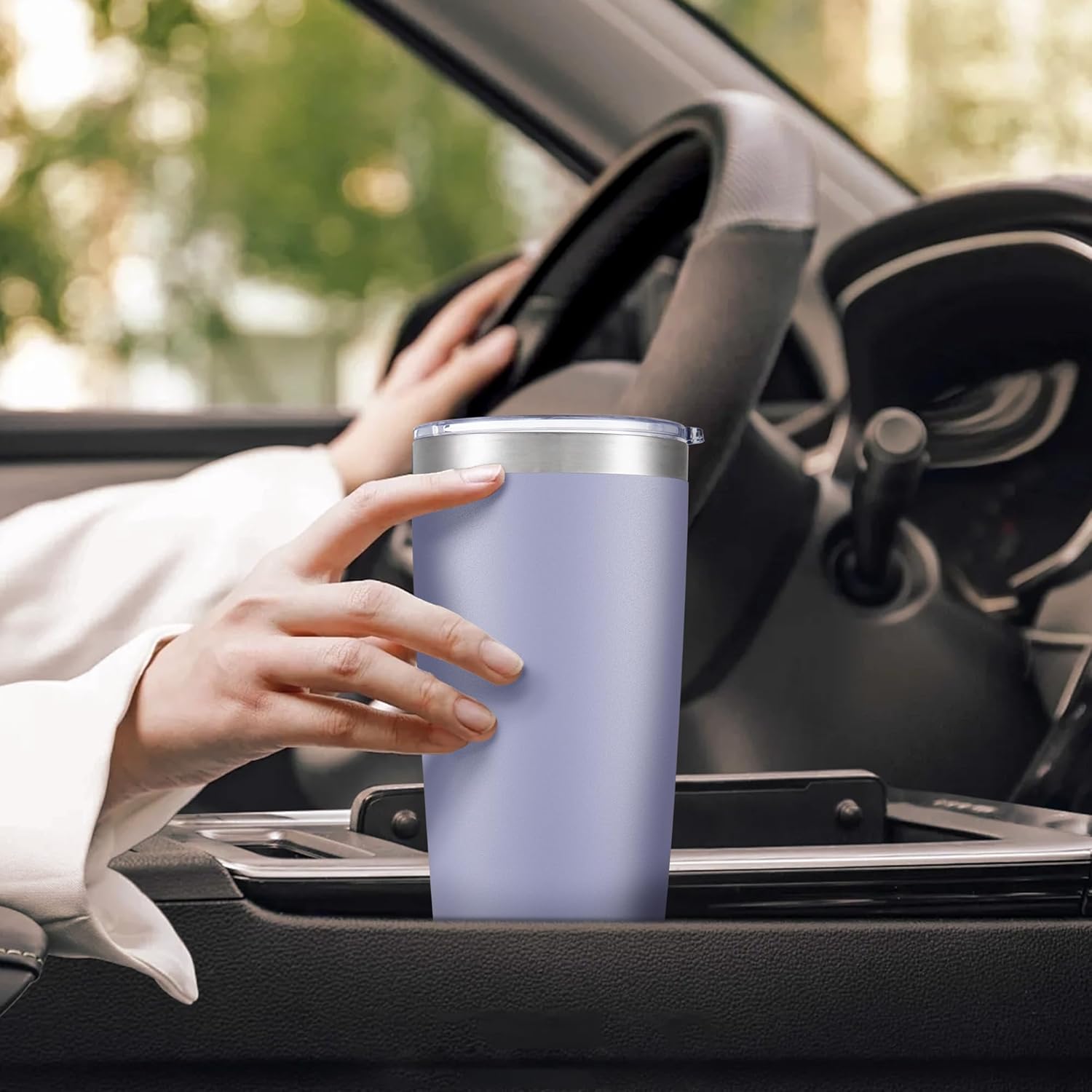 20 oz Tumbler with Lid Stainless Steel Double Wall Vacuum Insulated Tumblers Powder Coated Cups Travel Mug Keep Drinks Cold and Hot, Cosmic Lilac - Image 5