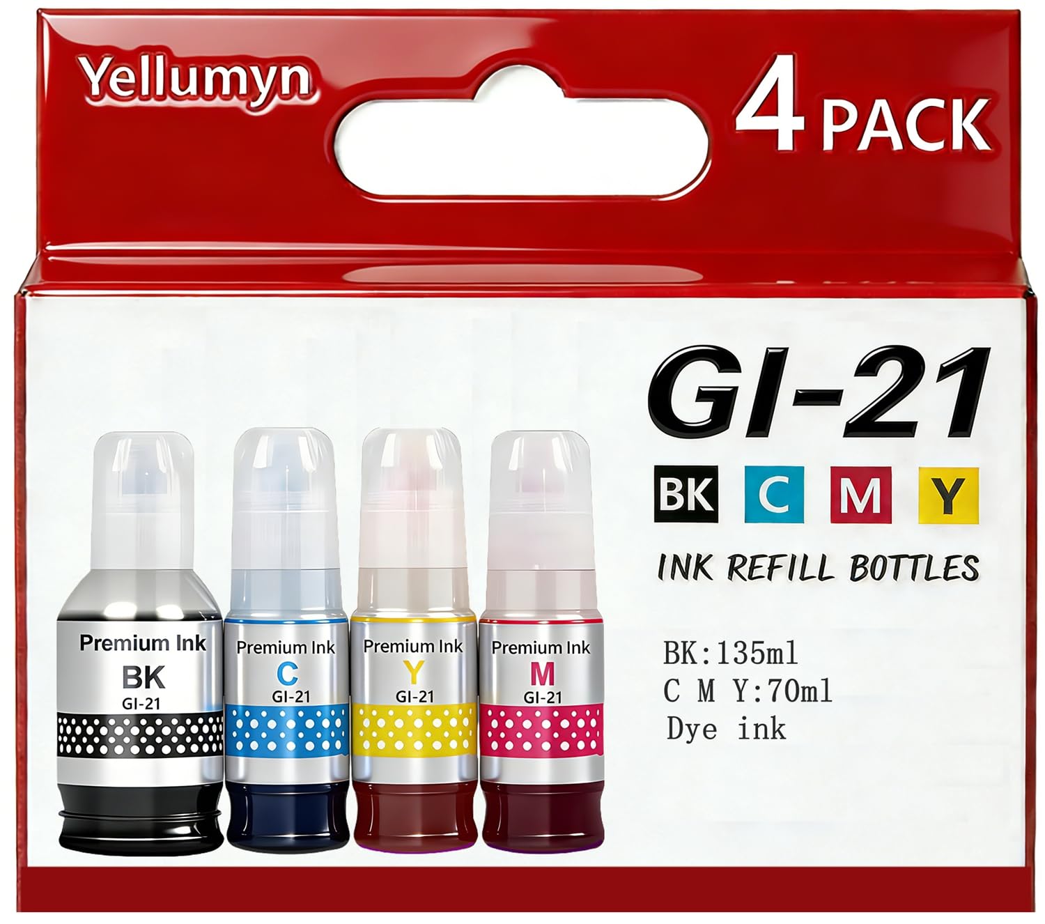 Yellumyn GI21 Ink Bottles Compatible with Canon 21 GI-21 GI21 G3270 G3260 Ink Refill Bottles Set Compatible for Canon MegaTank G3270 G3260 G3290 G3272