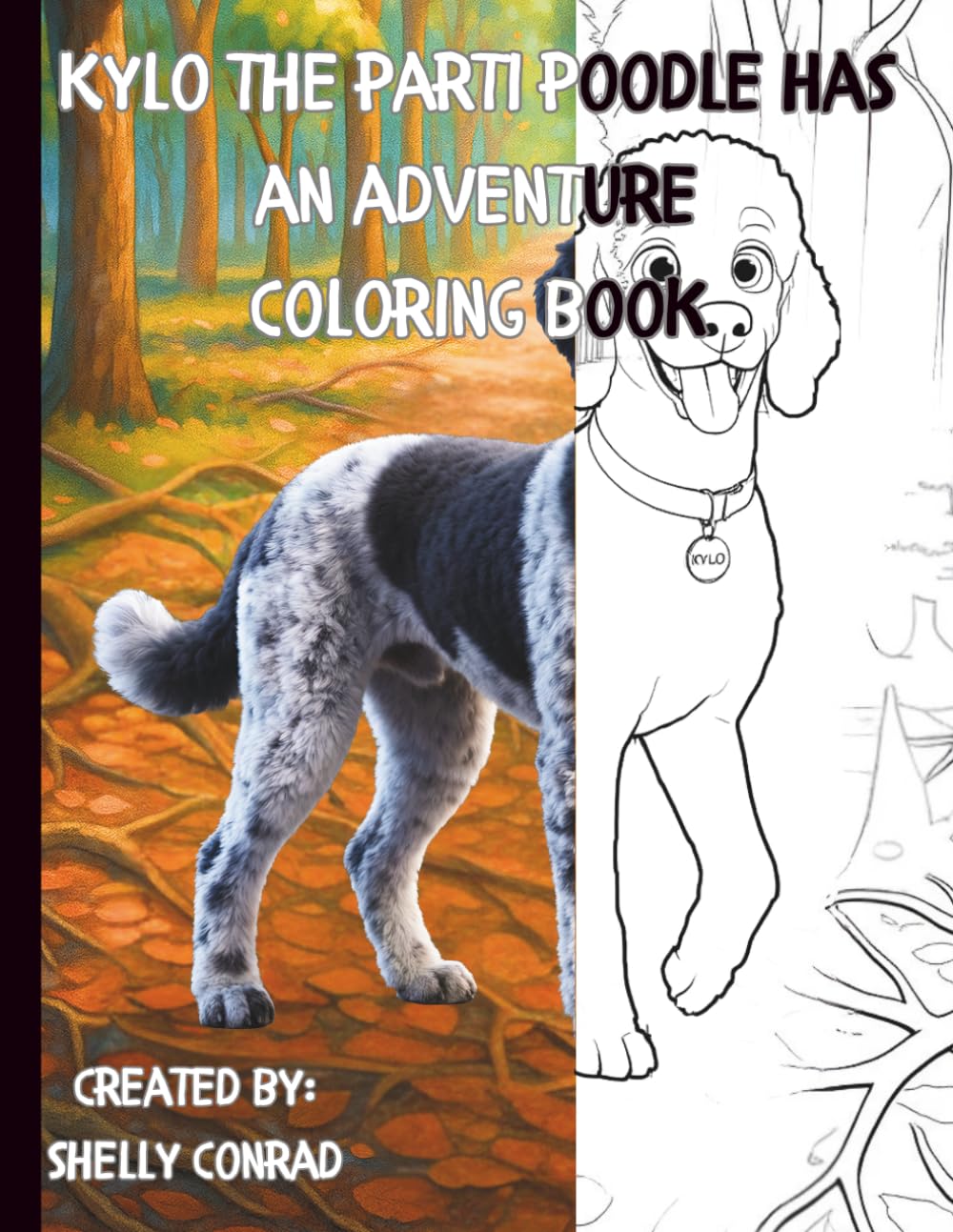 Kylo the Parti Poodle has an Adventure Coloring Book: Coloring fun, and fun wildlife facts. Color, Cut, and Paste Kylo. Coloring Book to pair with Kylo the Parti Poodle Children's Book