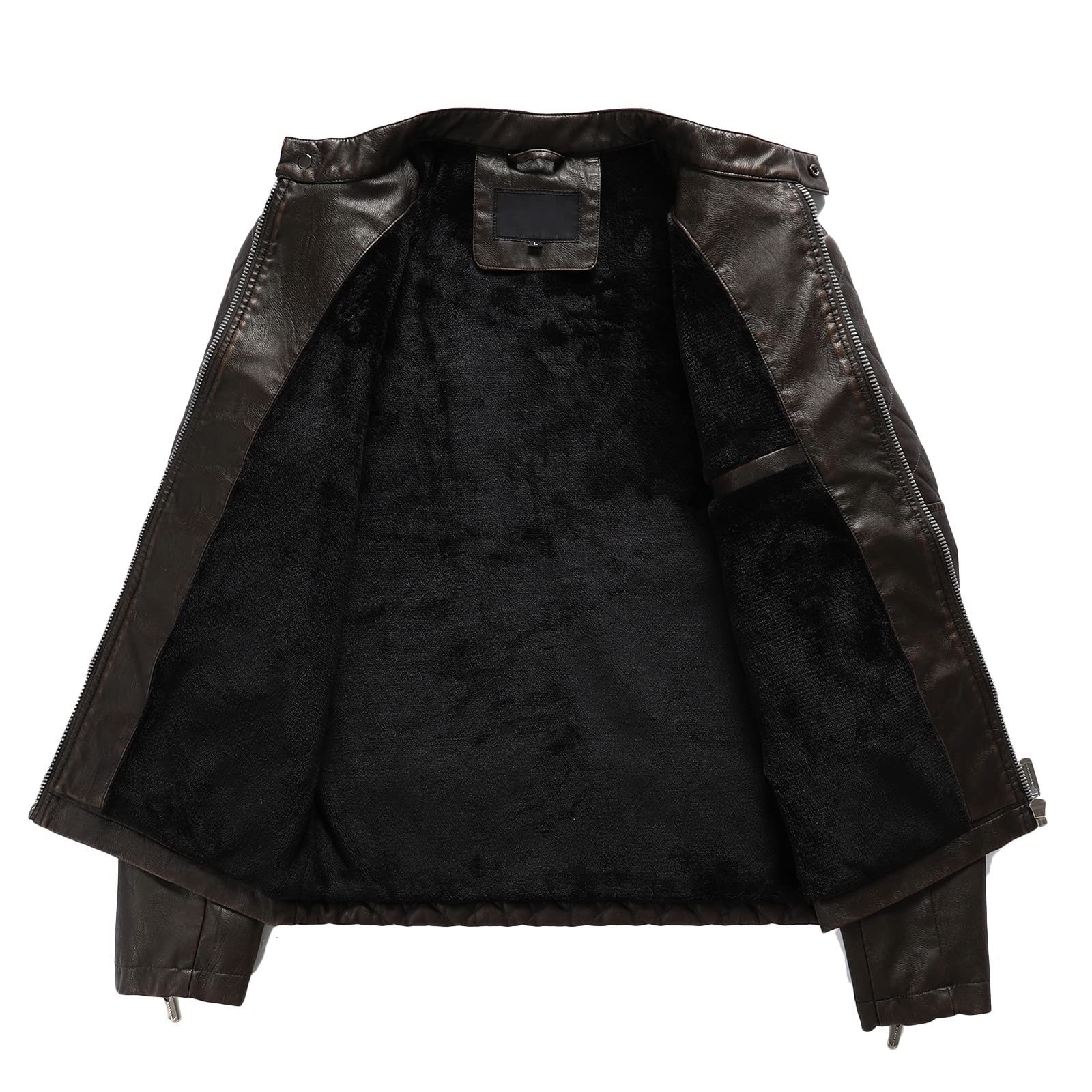 Leren jas met capuchon voor heren - Herfst Winter Ritsvak Motorfiets Pu Faux Leren Jas - Warme Fleece Fashion Casual Biker Bomber Bovenkleding B,XXXL