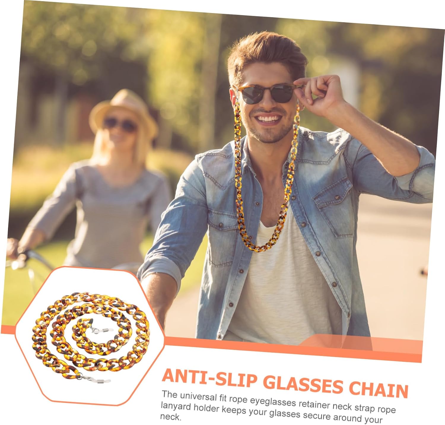 VALICLUD Tortoise-shell Texture Eyeglasses Chain - Cord Exaggerated Neck Strap for Brown Color Stylish Accessory for and Sunglasses