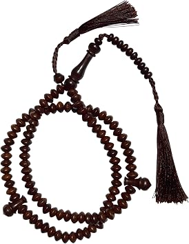 TheTasbih Saucer-Shaped 5.5x8mm Tamarind Wood Muslim Prayer Beads Tasbih Rosary