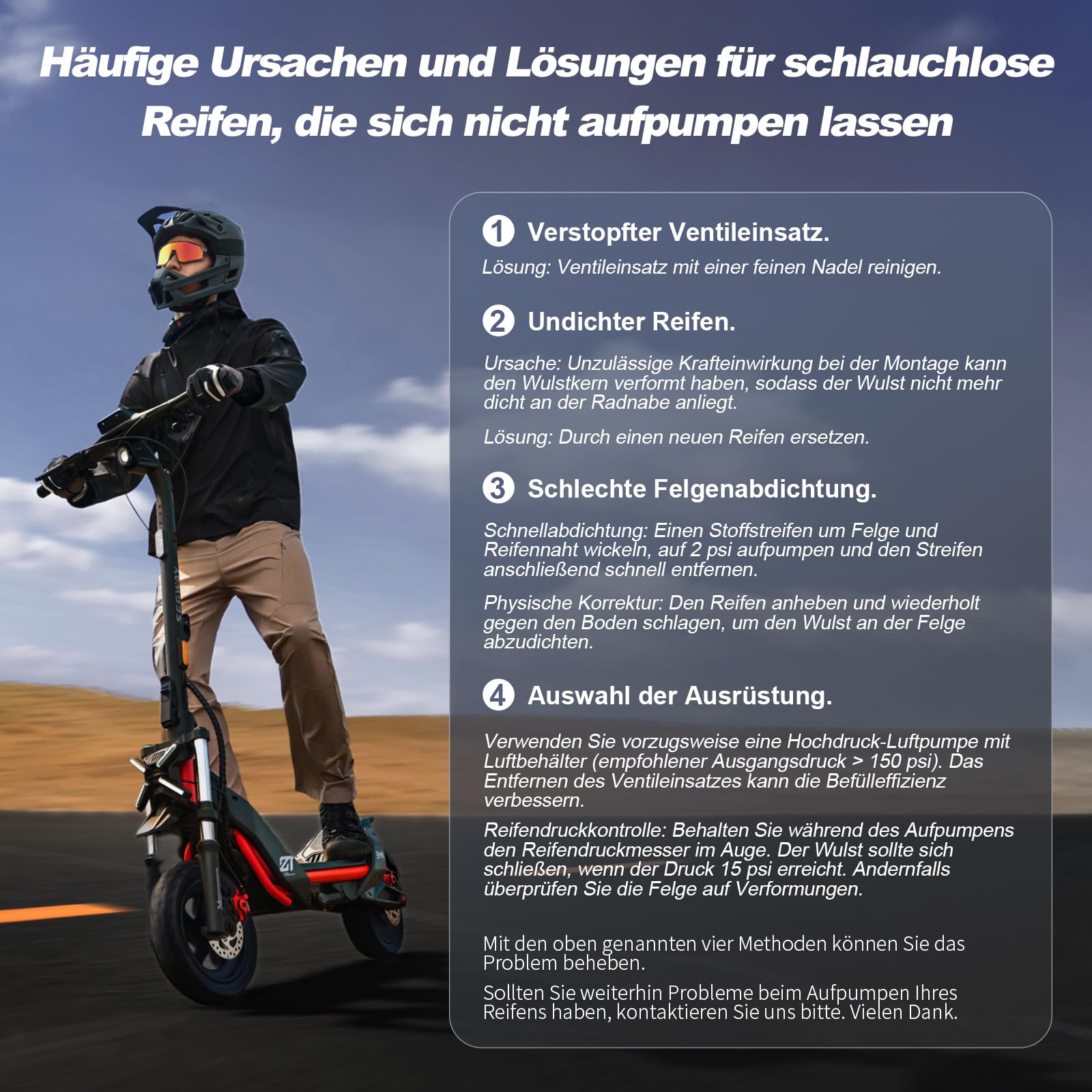 70/60-7,5 Schlauchloser Reifen für Segway ZT3 Pro/ProE/ProD/Ninebot MAX G3 D, 11 Zoll Tubeless Reifen, Verschleißfester Luftreifen Verdickte Straßenreifen Ersatzräder (1 Stück)