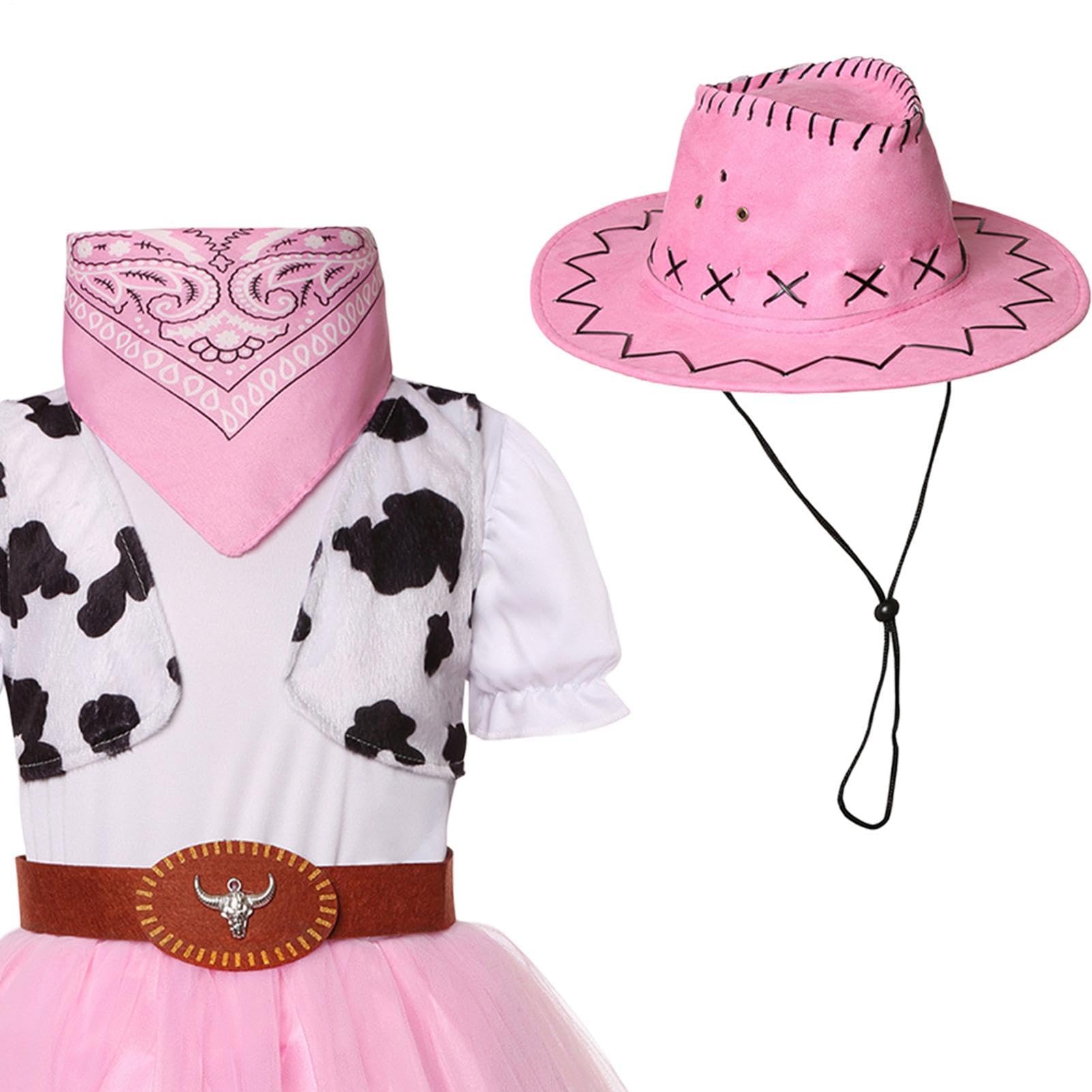Strój kowbojki dla dziewczynek, westernowy strój do odgrywania ról, sukienka tutu, zestaw kostiumowy z czapką, bandana, M-XXL, kowbojka, strój kowbojki, strój księżniczki, tutu, kostium westernowy