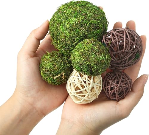 Miniatura 3 de Patelai 72 bolas decorativas de mimbre de ratán para jarrón, centro de mesa, tazones, relleno de orbes para primavera y verano, manualidades,